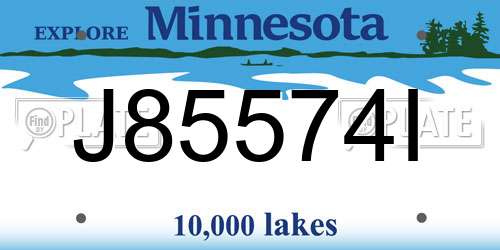J85574I Minnesota License Plate