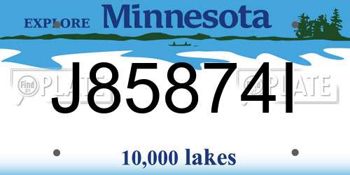 J85874I Minnesota License Plate