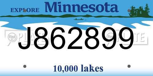 J862899 Minnesota License Plate
