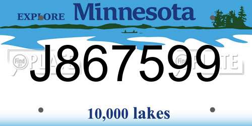 J867599 Minnesota License Plate