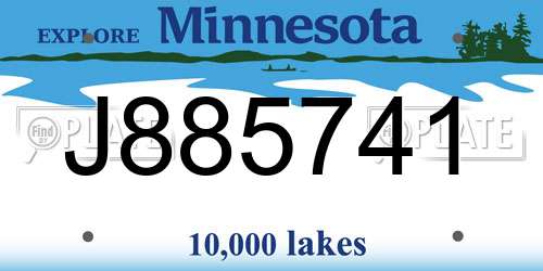 J885741 Minnesota License Plate