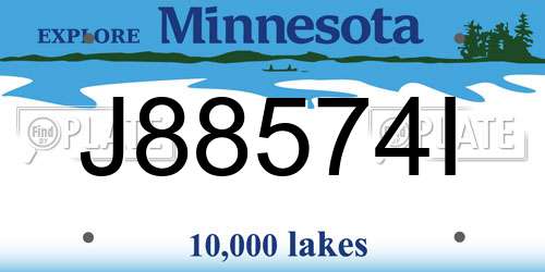 J88574I Minnesota License Plate