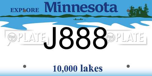 J888 Minnesota License Plate