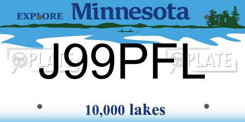 J99PFL Minnesota License Plate