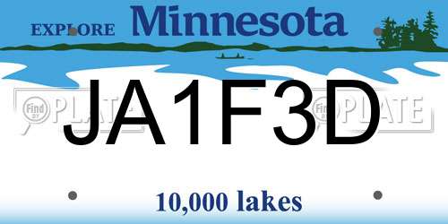 JA1F3D Minnesota License Plate