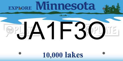 JA1F3O Minnesota License Plate