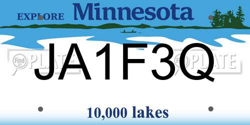 JA1F3Q Minnesota License Plate