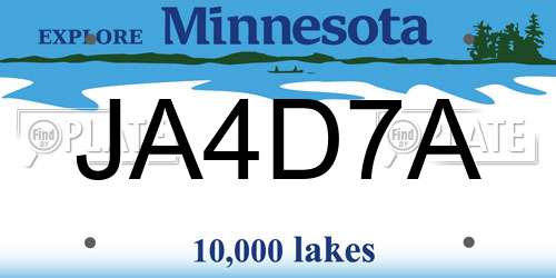 JA4D7A Minnesota License Plate