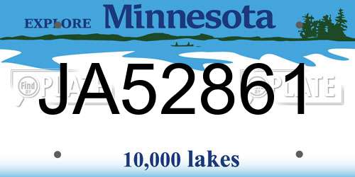 JA52861 Minnesota License Plate