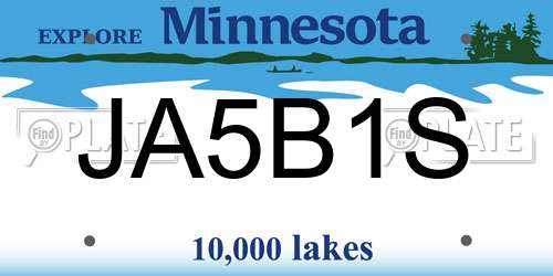 JA5B1S Minnesota License Plate