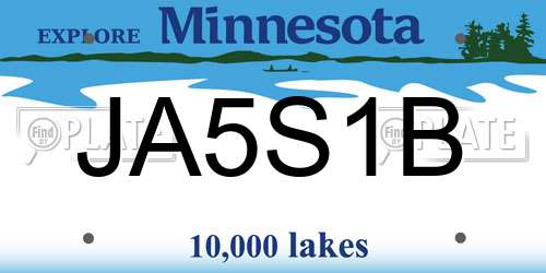 JA5S1B Minnesota License Plate
