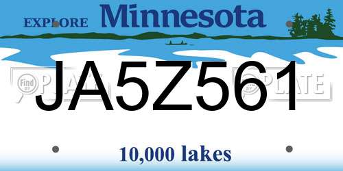 JA5Z561 Minnesota License Plate
