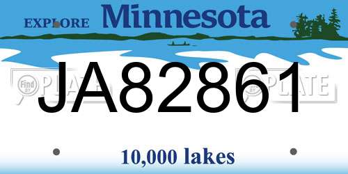 JA82861 Minnesota License Plate