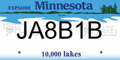 JA8B1B Minnesota License Plate