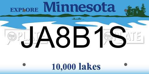 JA8B1S Minnesota License Plate