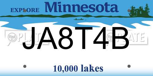 JA8T4B Minnesota License Plate