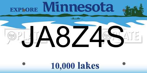 JA8Z4S Minnesota License Plate