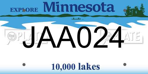 JAA024 Minnesota License Plate