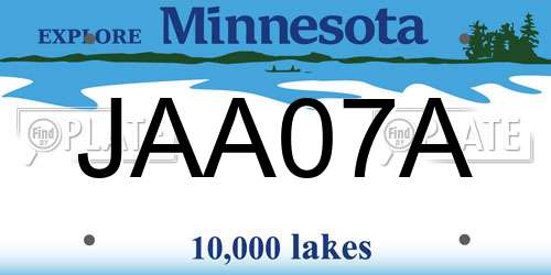 JAA07A Minnesota License Plate