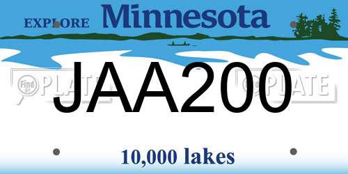 JAA200 Minnesota License Plate