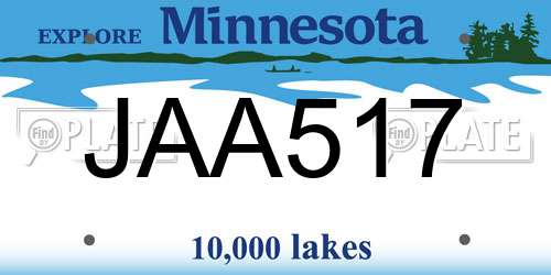 JAA517 Minnesota License Plate
