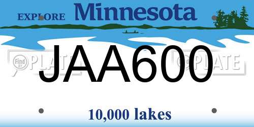 JAA600 Minnesota License Plate