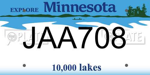 JAA708 Minnesota License Plate