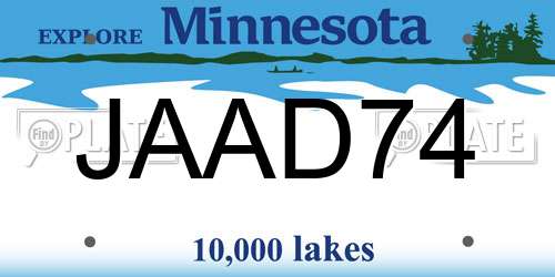 JAAD74 Minnesota License Plate