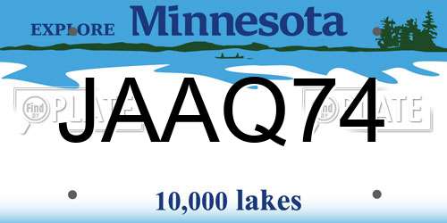 JAAQ74 Minnesota License Plate