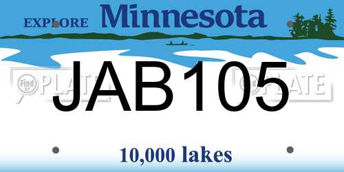 JAB105 Minnesota License Plate