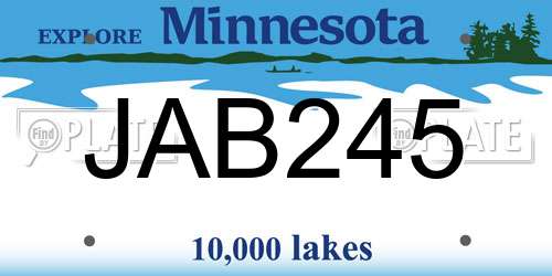 JAB245 Minnesota License Plate