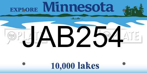 JAB254 Minnesota License Plate