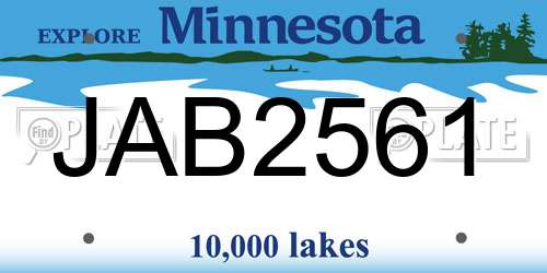 JAB2561 Minnesota License Plate