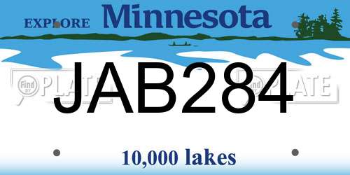 JAB284 Minnesota License Plate