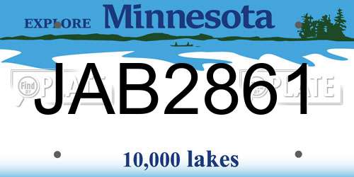 JAB2861 Minnesota License Plate