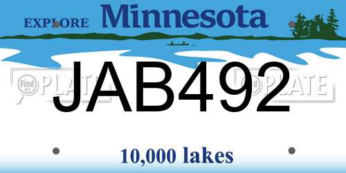 JAB492 Minnesota License Plate