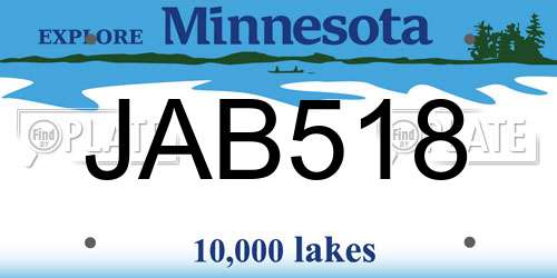 JAB518 Minnesota License Plate