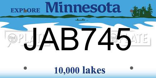 JAB745 Minnesota License Plate