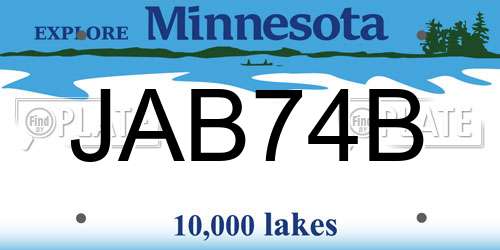 JAB74B Minnesota License Plate