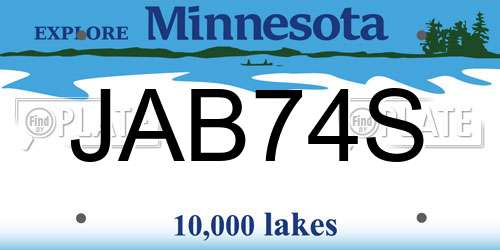 JAB74S Minnesota License Plate