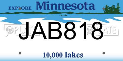 JAB818 Minnesota License Plate