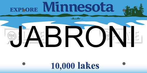 JABRONI Minnesota License Plate