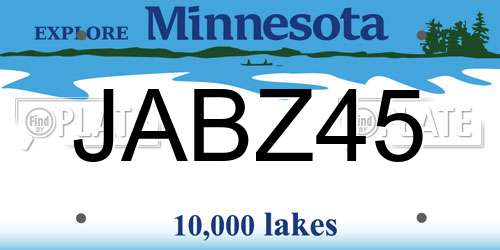 JABZ45 Minnesota License Plate