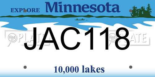 JAC118 Minnesota License Plate
