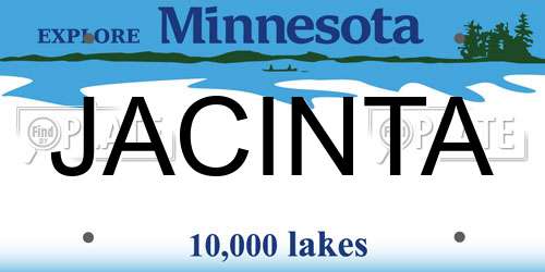 JACINTA Minnesota License Plate