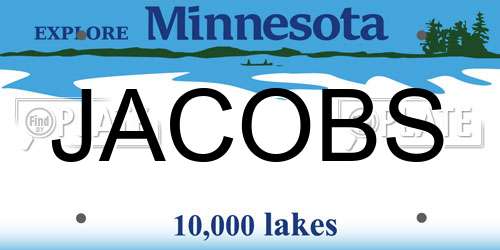 JACOBS Minnesota License Plate