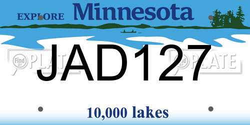 JAD127 Minnesota License Plate