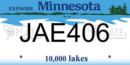 JAE406 Minnesota License Plate