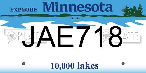 JAE718 Minnesota License Plate