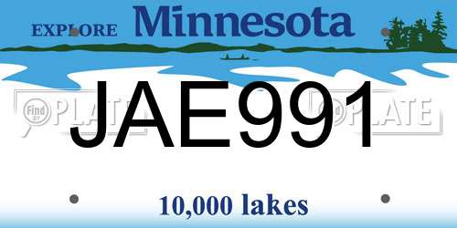 JAE991 Minnesota License Plate